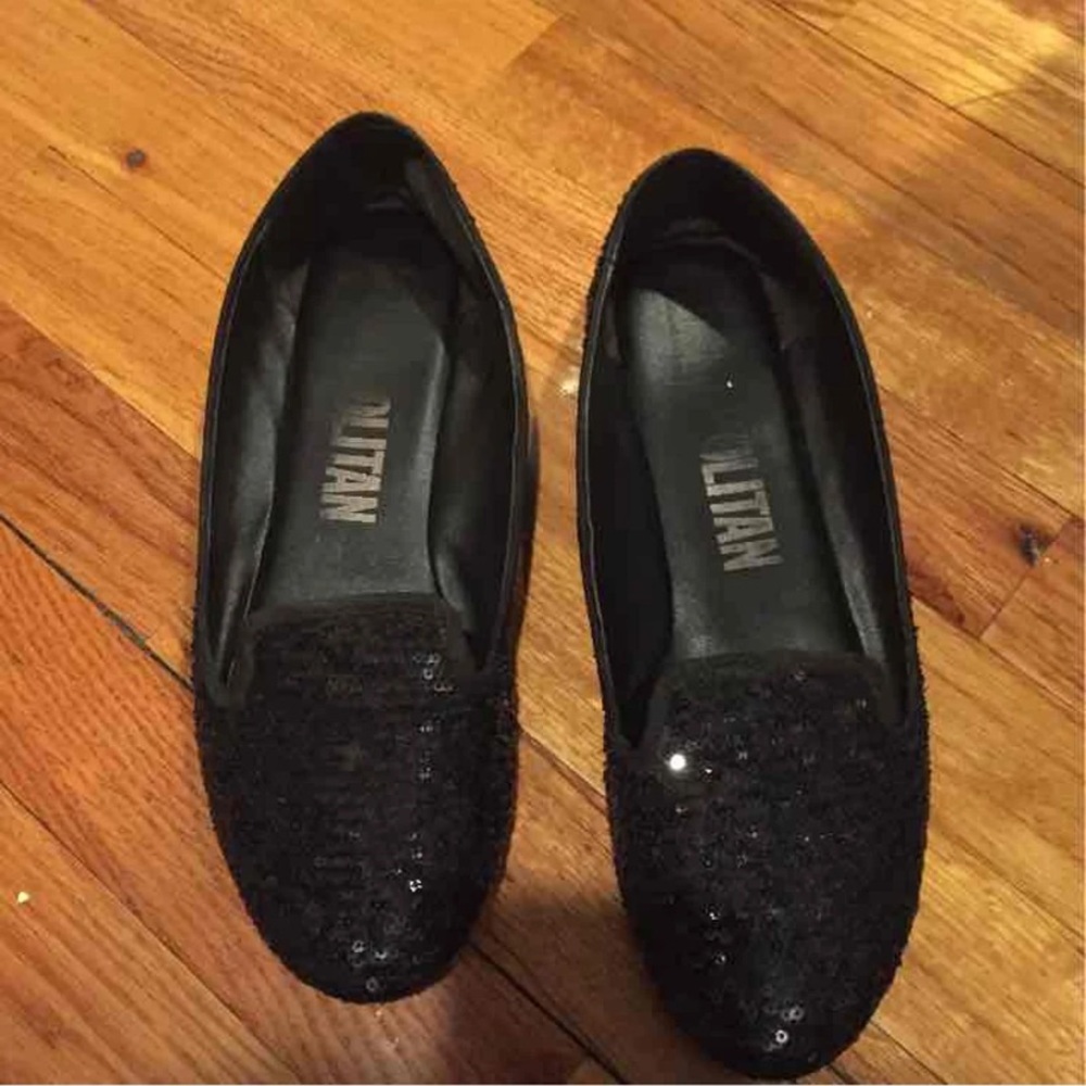 Black sparkly flats